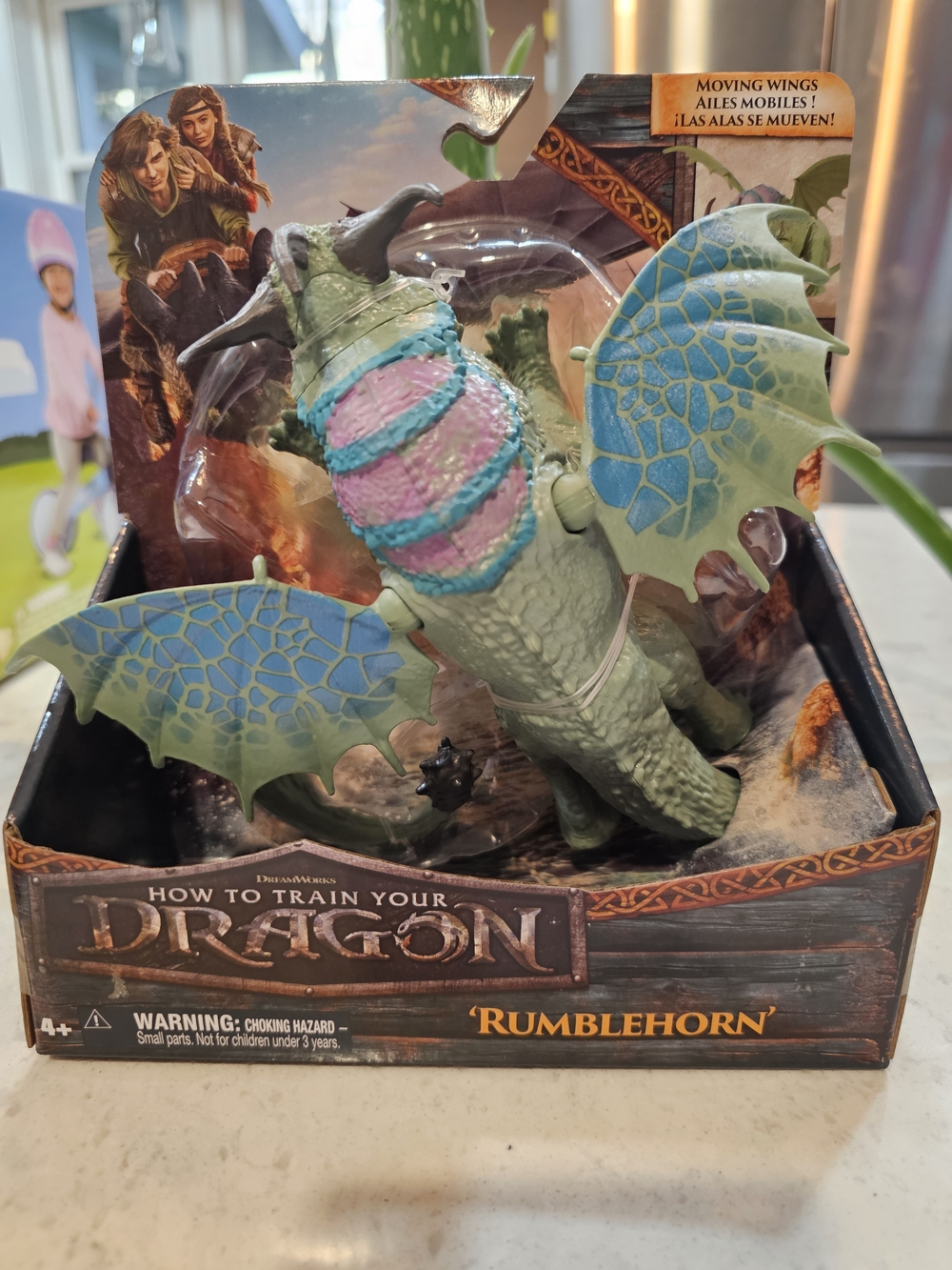 DreamWorks Rumblehorn Dragon Figure - Green with Blue and Pink Accents